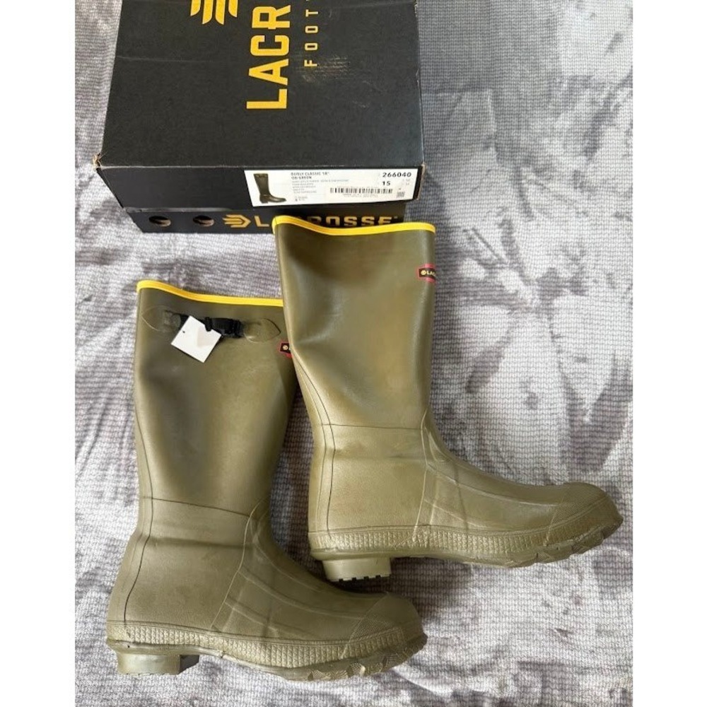 LaCrosse Burly Classic 18" OD Green Insulated Rubber Hunting Boots 266040 Men 15